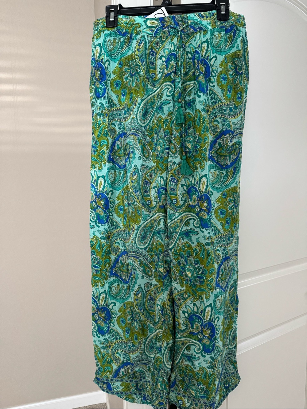 Chelsea & Theodore Turquoise, Teal & Green Paisley Pull-On Pants